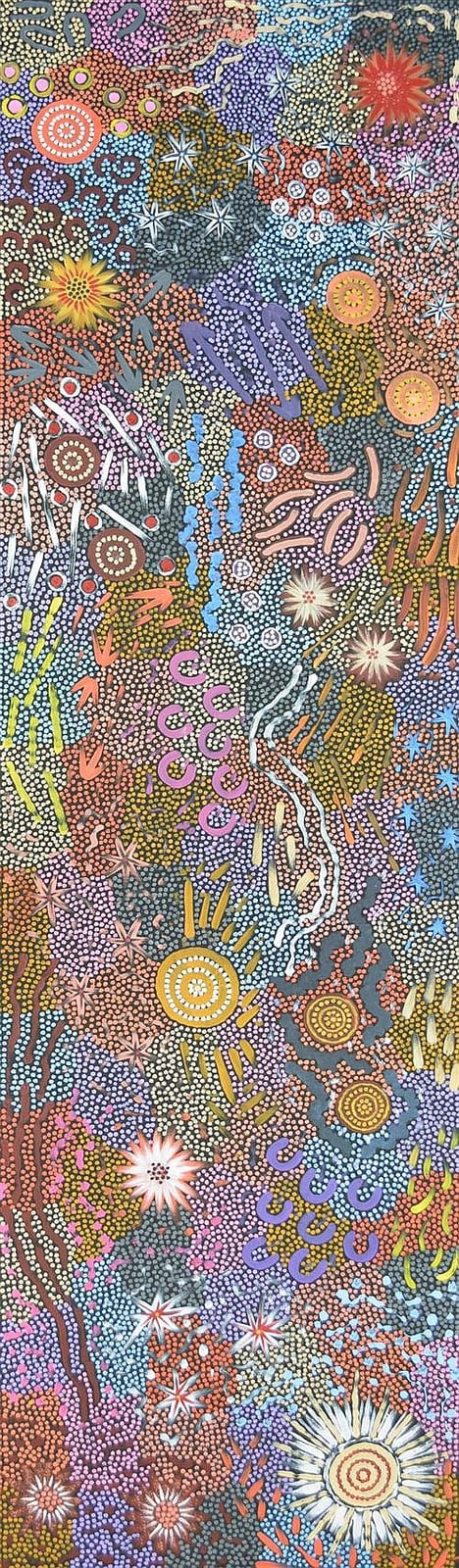 michelle possum nungarrayi 1970 grandmother s country 205 x 66cm · Lawsons · 2015-08-13 Michelle Possum Nungarrayi comparable auction result: michelle possum nungarrayi 1970 grandmother s country 205 x 66cm