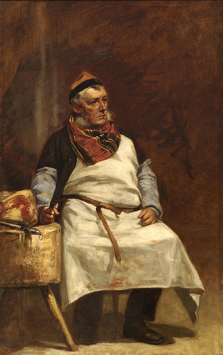 John Barnard Whittaker comparable auction result: john barnard whittaker american 1836 1926 portrait of a butcher oil on canvas 22 x 14 framed
