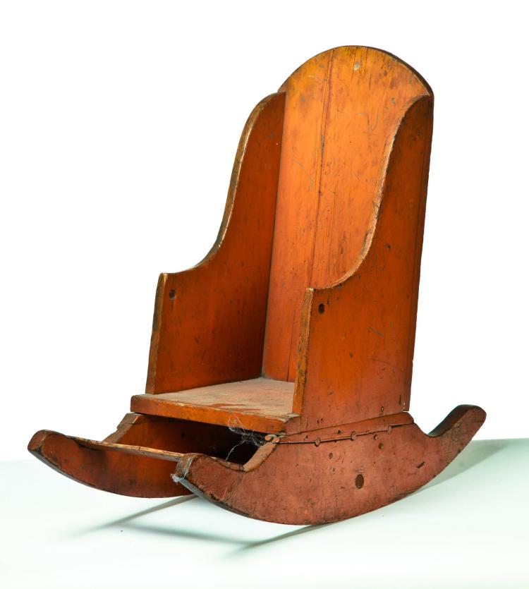 TWO CHILD'S ITEMS: ROCKING HORSE AND ROCKING CHAIR. sold by Garth's Auctioneers & Appraisers, lot 373 — auction record photograph