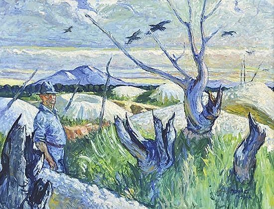 John Dowie comparable auction result: john dowie 1915 2008 all quiet 1975 76 oil on board
