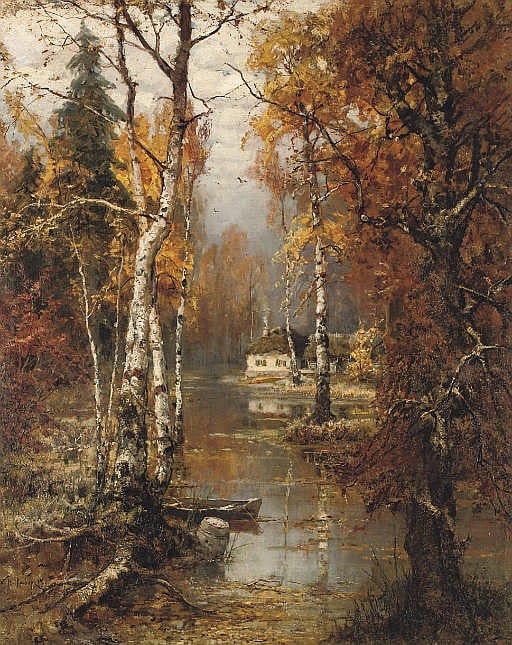 Julij Jul'evic (1882) Klever comparable auction result: a woodland cottage