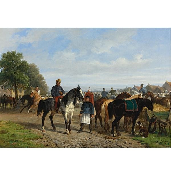 Paul Vander Vin comparable auction result: paul van der vin belgian 1823 1887 the horse market oil on canvas