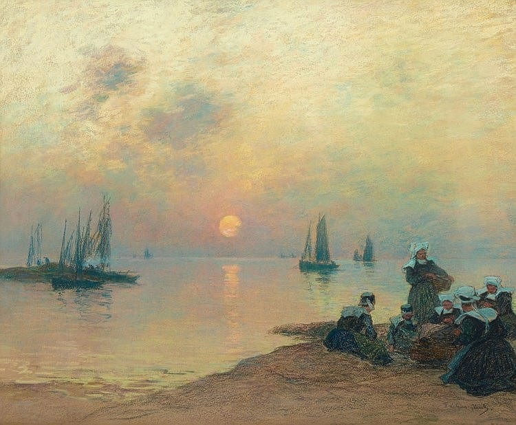 Fernand Legout-Gérard comparable auction result: fernand legout g rard breton coastal landscape at sunset
