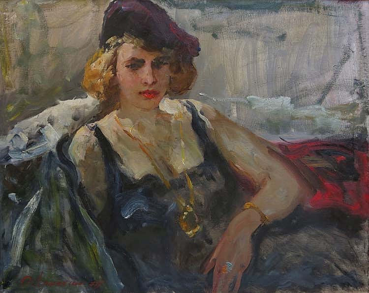 Oleg Leonidovich Lomakin comparable auction result: oleg leonidovich lomakin 1924 2010 russian school oil on canvas tender thoughts