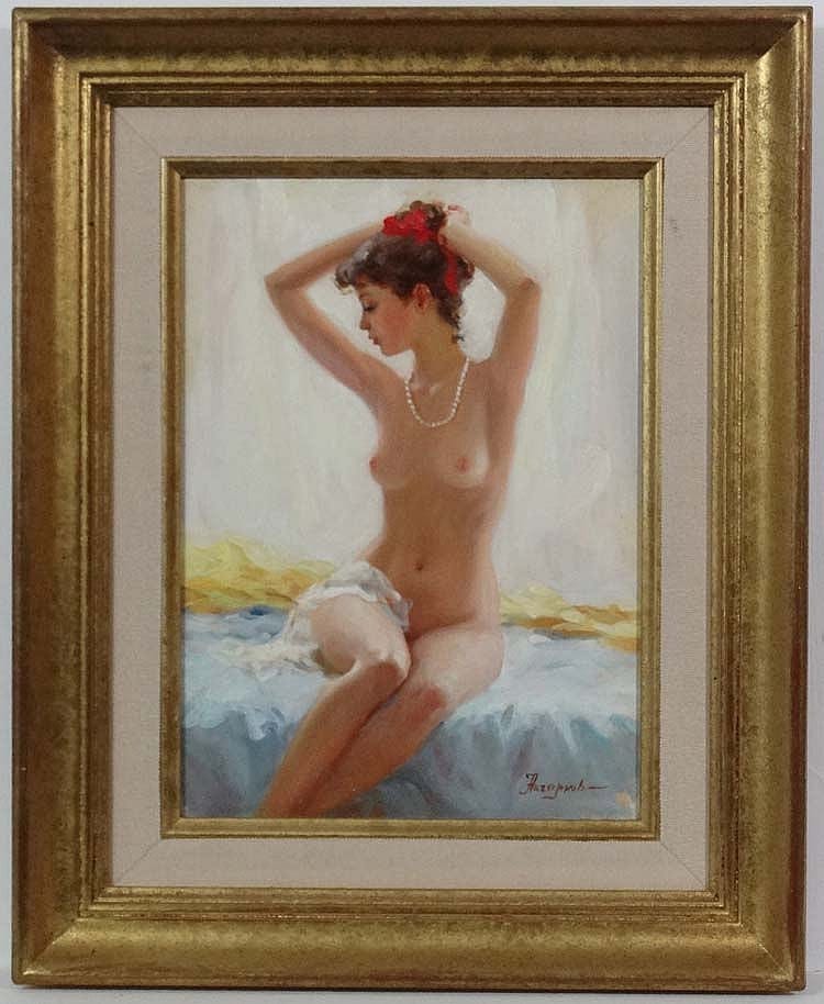Vladislav Nagornov comparable auction result: vladislav nagornov 1974 russian school oil on canvas nude sat in the bedroom signed