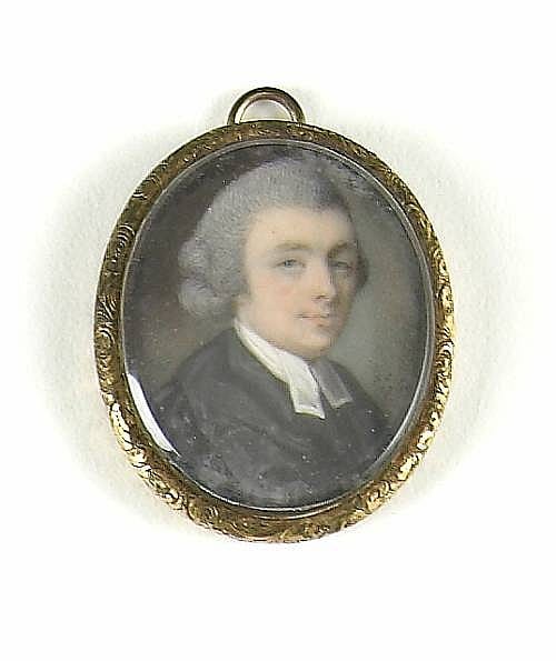 Samuel Cotes comparable auction result: an oval portrait miniature on ivory of a cleric