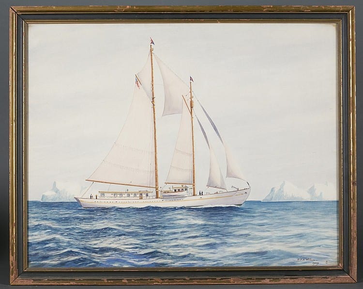 Charles J. A. Wilson comparable auction result: charles j a wilson sailing watercolor 20th c