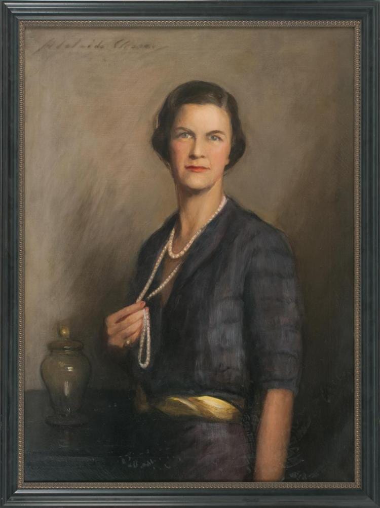 Adelaide Cole Chase comparable auction result: adelaide cole chase american 1868 1944 portrait of a lady with pearls oil on canvas 41 x 31 framed