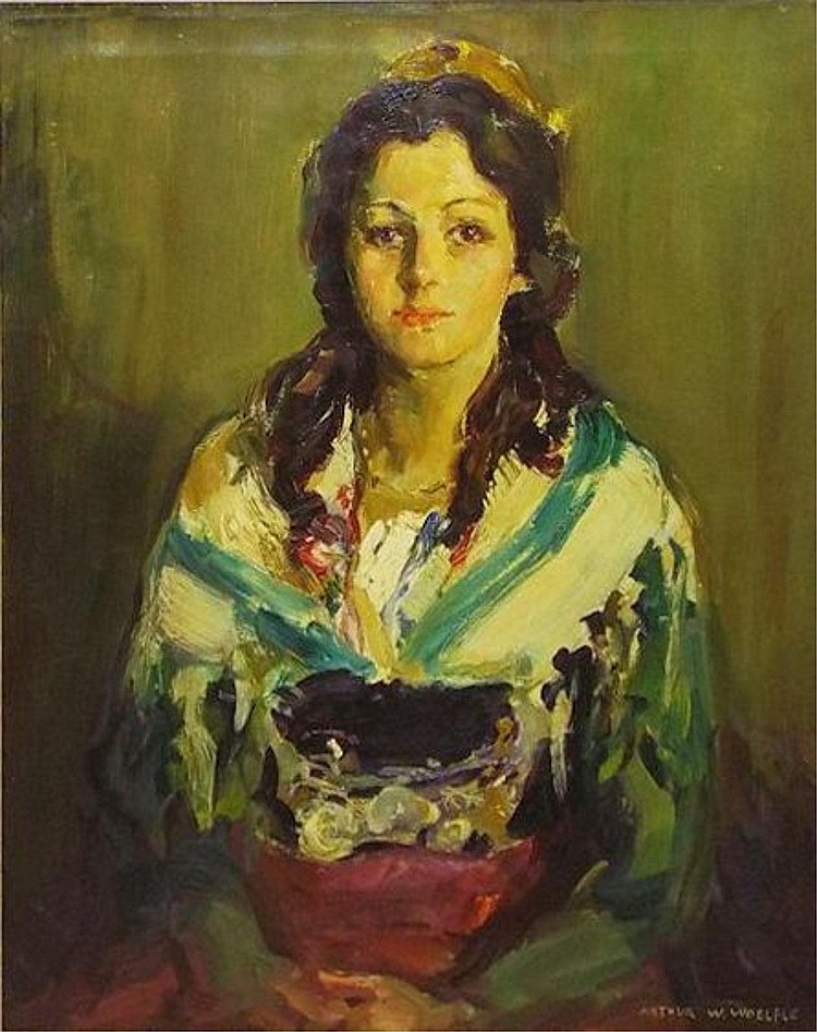 Arthur Woelfle comparable auction result: arthur w woelfle oil on canvas portrait of woman