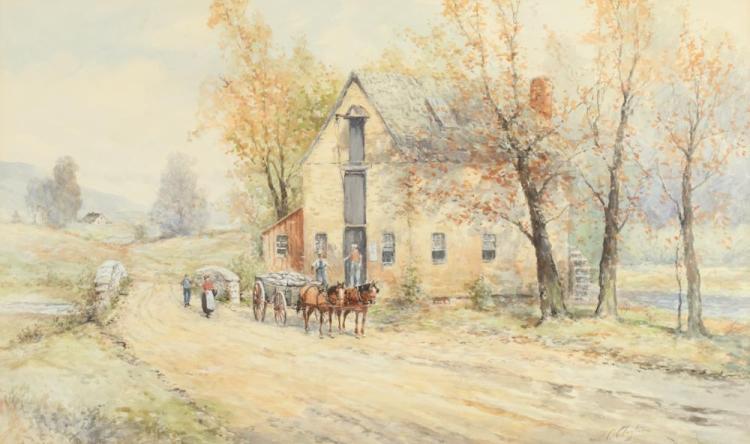 joseph c claghorn american 1869 1947 the valley mill signed lower right and titled on label verso watercolor · Sloans & Kenyon · 2015-09-20 Joseph C. Claghorn comparable auction result: joseph c claghorn american 1869 1947 the valley mill signed lower right and titled on label verso watercolor