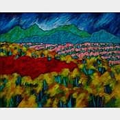 Lupe Rodriguez comparable auction result: lupe rodriguez camino zuni acrylic on canvas unframed 48 ins x 60 ins 152 4 cms x 213 4 cms