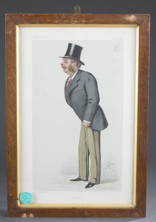 Set of Five Vanity Fair Spy Prints sold by Quinn's Auction Galleries Central Virginia, lot 498 — auction record photograph