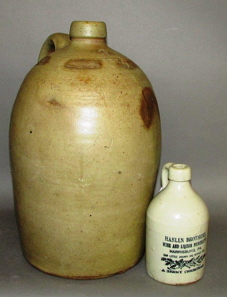 2 stoneware jugs sold by Horst Auctioneers, lot 440 — auction record photograph