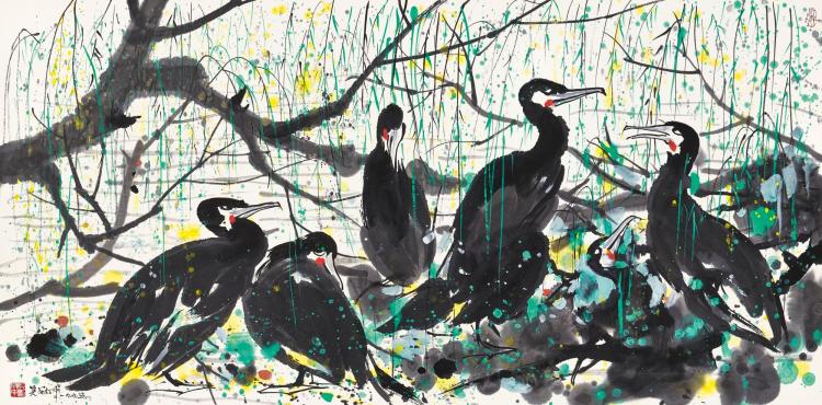 Wu Guanzhong (1919-2010) | Ospreys by the Willow Shores comparable sale