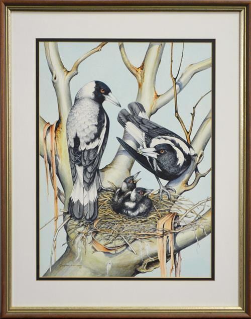 Charles Newman comparable auction result: charles newman xx magpie family 1987 45 x 33cm