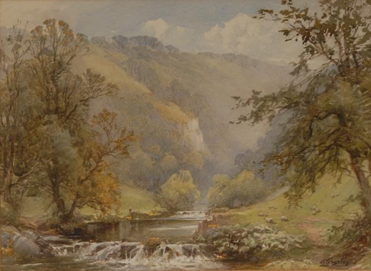 Harold Gresley comparable auction result: harold gresley 1892 1967 the entrance to dovedale derbyshire signed tit