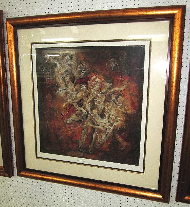 Joy Kirton Smith comparable auction result: joy kirton smith carnival 70cm x 70cm artists proof framed and signed
