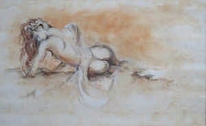 Joy Kirton Smith comparable auction result: joy kirton smith framed watercolour depicting a semi nude lady signed joy approximately 57cm x 92cm