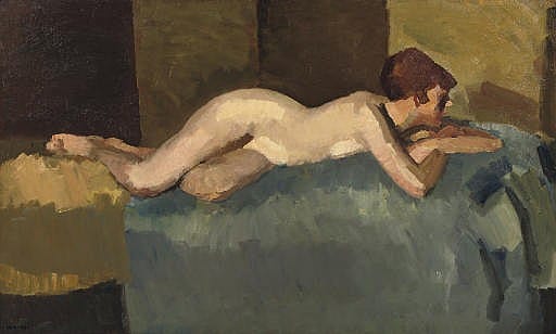 Cornelis Johannes Maks comparable auction result: reclining nude on a sofa