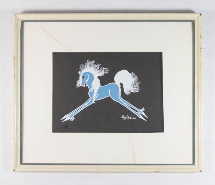 Pop Chalee comparable auction result: pop chalee blue horse silkscreen