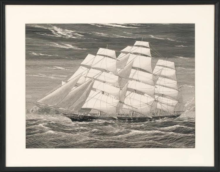 George F. Campbell comparable auction result: george f campbell american 20th century book illustration a clipper ship pen and ink on paper 17 x 22 5 framed