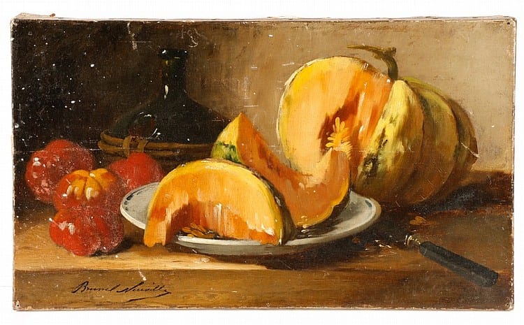 Brunel Neuville comparable auction result: brunel neuville still life with melon o c signed
