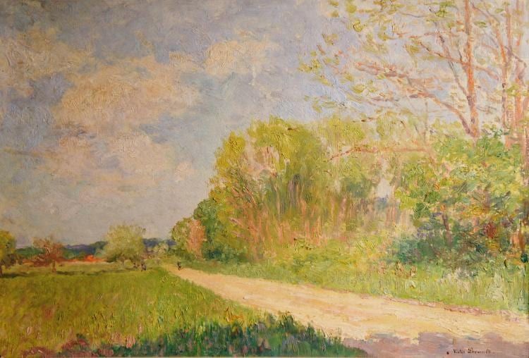 Victor Lecomte comparable auction result: victor lecomte 1851 1920 paysage au chemin huile sur toile