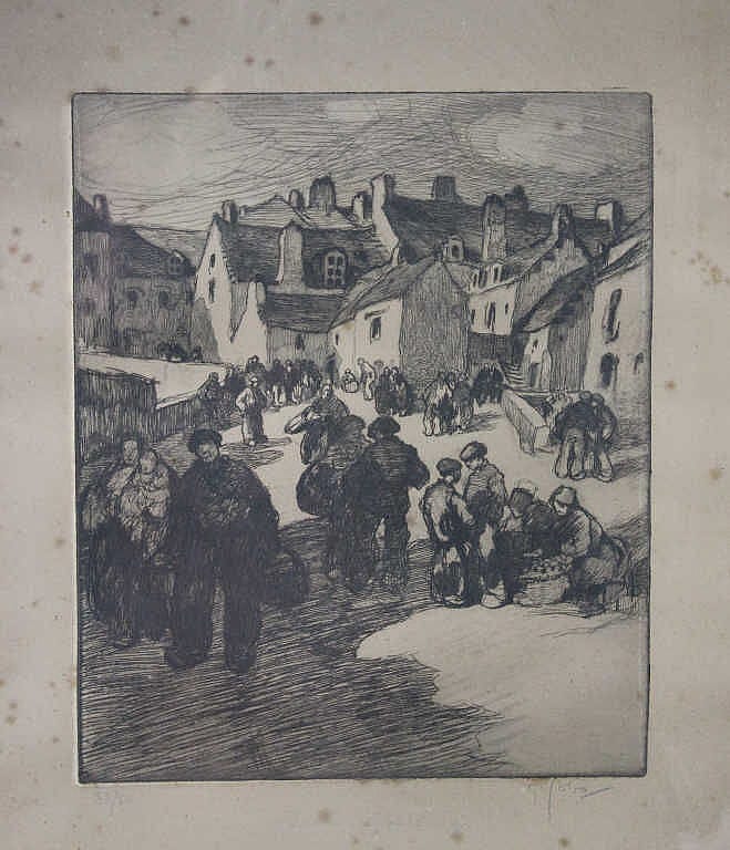 Georges Gobô comparable auction result: georges gobo 1876 1958 retour de march en bretagne gravure num rot e 33 050 sign e en bas droite dans la marge 33 x 28 cm rousseurs