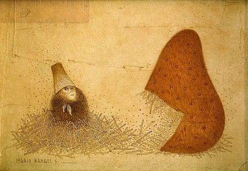 Mario Rangel comparable auction result: mario rangel changuito con paja firmado leo sobre cart n 12 x 17 cm