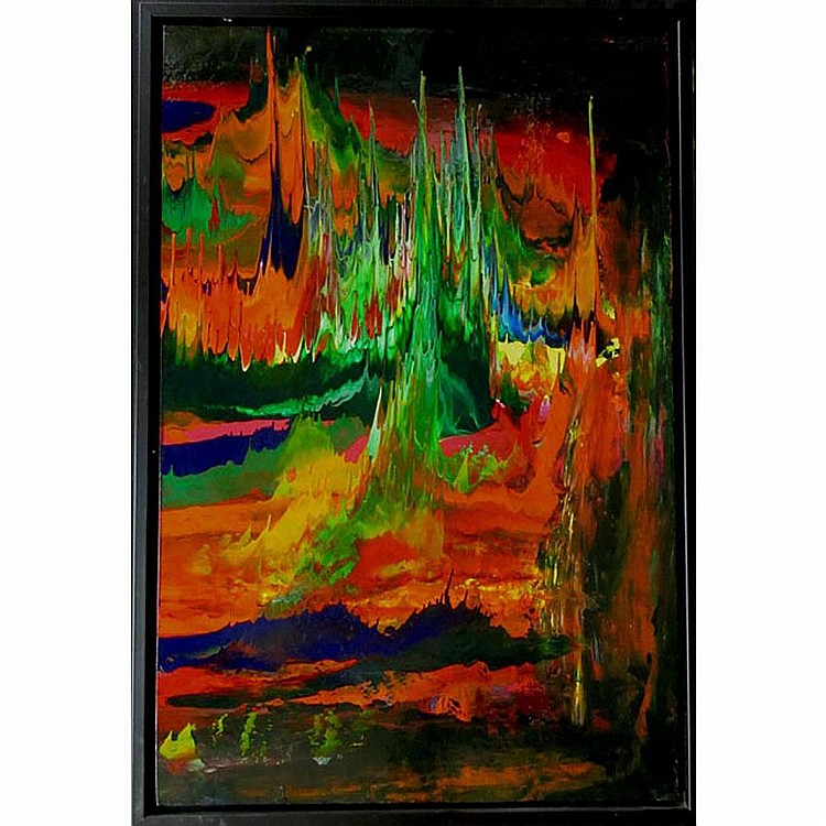 Clement Lemieux comparable auction result: clement lemieux canadian 1946 sublime acrylic on board titled to small sticker label verso 36 x 24 91 4 x 61 cm