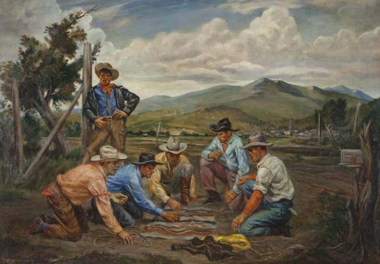 Lloyd Goff comparable auction result: lloyd goff cowboy crap shooters