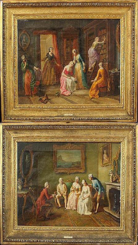 Félix Henri Giacomotti comparable auction result: f lix henri giacomotti 1828 1909 pair of paintings the engagement and secret literature oil on canvas signed and date 1886 framed a pair