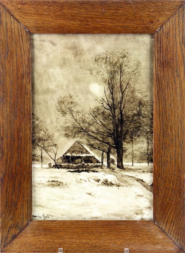 Lodewijk Franciscus Hendrik Apol comparable auction result: een sepia aardewerk tegelplaat