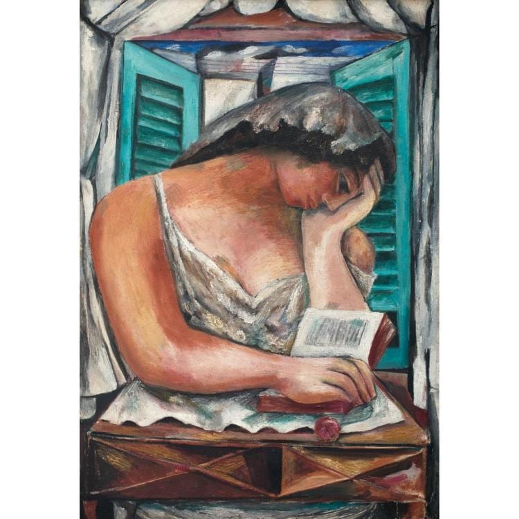 Alfonso Michel comparable auction result: alfonso michel mujer en la ventana ca 1948 sin firma leo sobre tela 105 5 x 73 cm