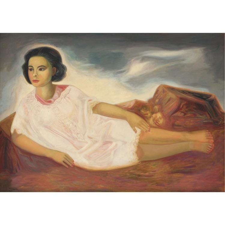 Jesús Guerrero Galván comparable auction result: jes s guerrero galv n ni a recostada firmado y fechado 1964 leo sobre tela 98 x 138 cm
