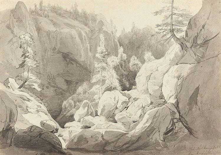 Carl Wilhelm Müller comparable auction result: felsschlucht bei partenkirchen