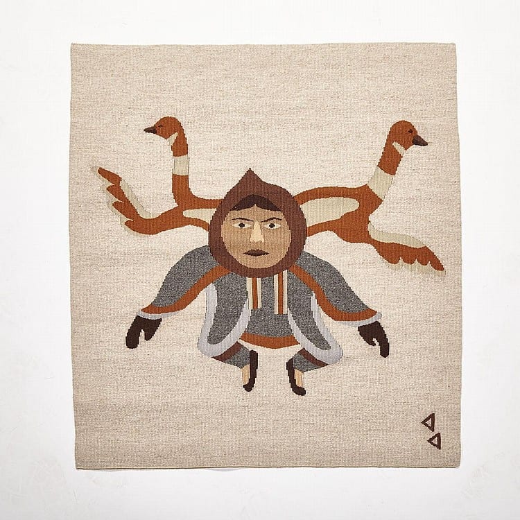 malaya akulukjuk 1915 carried away by two birds wool weaving 32 x 36 81 3 x 91 4 cm · Waddington's · 2015-11-16 Malaya Akulukjuk comparable auction result: malaya akulukjuk 1915 carried away by two birds wool weaving 32 x 36 81 3 x 91 4 cm