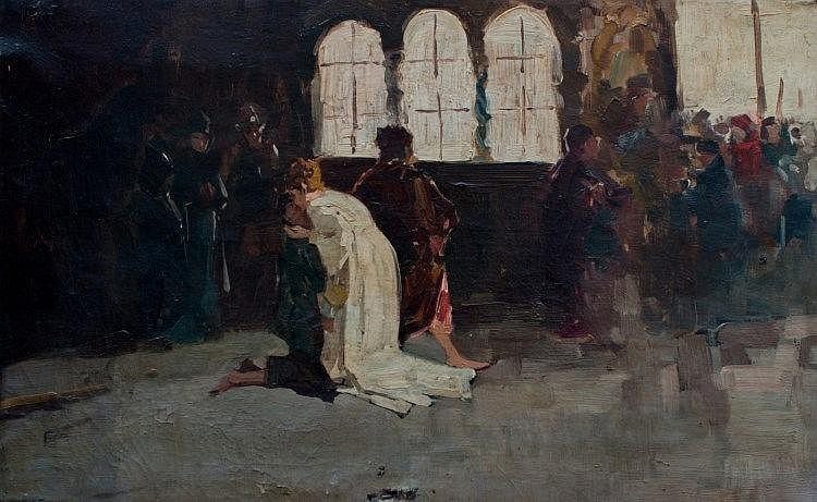 il bacio della regina ginevra a lancillotto · Finarte · 2015-11-10 Domenico (1823) Morelli comparable auction result: il bacio della regina ginevra a lancillotto