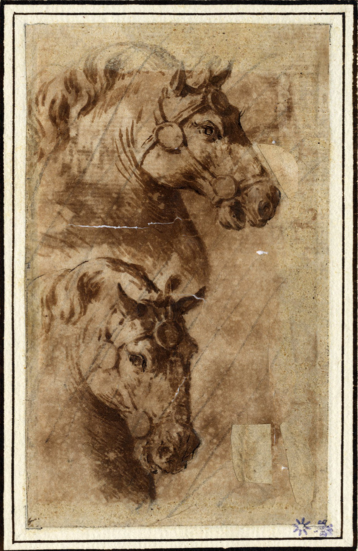 Giuseppe Cesari comparable auction result: giuseppe cesari detto il cavalier d arpino studi di teste di cavallo recto paesaggio con marina e torre verso 1596 1600 ca