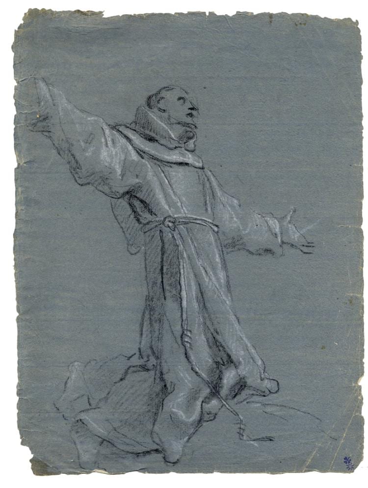 Bartolomeo Cesi comparable auction result: bartolomeo cesi santo francescano inginocchiato con le braccia alzate 1590 1600 ca