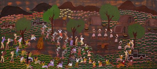 Katie Kemarre comparable auction result: katie morton kemarre b 1943 early contact hatches creek acrylic on belgium linen