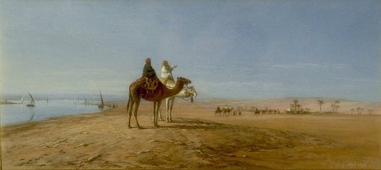 William Luker comparable auction result: william luker 1828 1905 camels beside the nile 6 x 13in