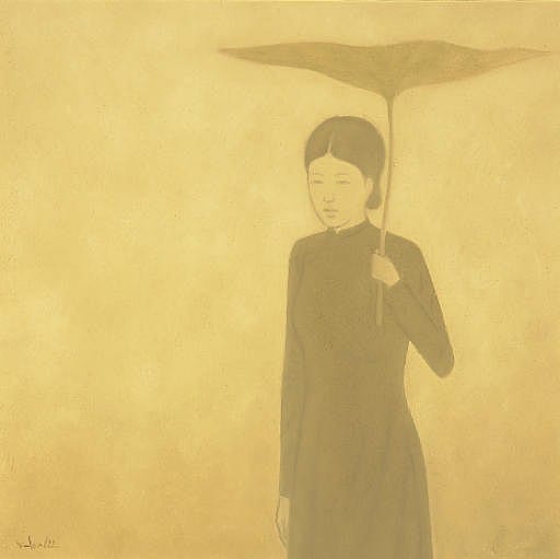 Hông Viêt Dung comparable auction result: woman with lotus leaf