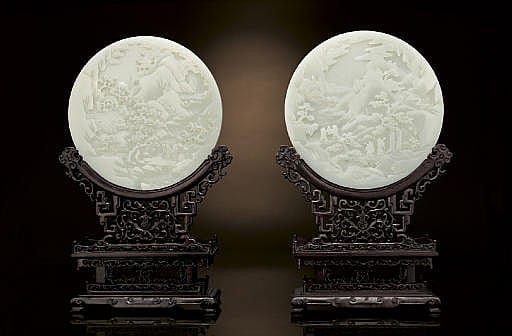 A Magnificent Pair Of White Jade CIRCULAR SCREENS comparable sale