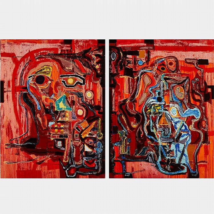 harold klunder r c a of mind and matter day and night oil on canvas diptych unframed each 48 ins x 36 ins 121 9 cms x 91 4 cms · Waddington's · 2015-11-23 Harold Klunder comparable auction result: harold klunder r c a of mind and matter day and night oil on canvas diptych unframed each 48 ins x 36 ins 121 9 cms x 91 4 cms