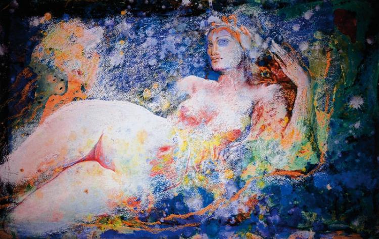 Ernst Fuchs, born 1930 Vienna, Europa, giclee on canvas sold by Henry's Auktionshaus, lot 6568 — auction record photograph