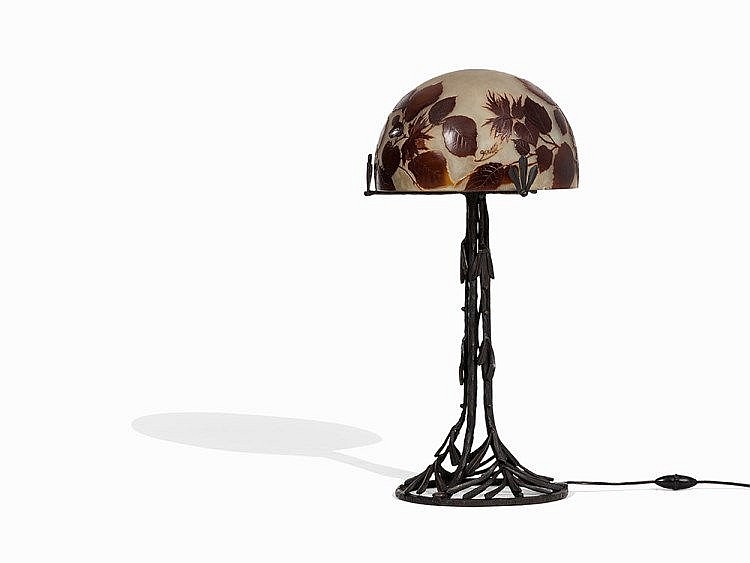 Émile Gallé, Art Nouveau Table Lamp, Georges de Feure, c. 1900 sold by Auctionata Paddle8 AG, lot 24 — auction record photograph