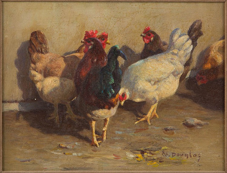 Walter Douglas comparable auction result: walter douglas american 1868 1948 barnyard scene painting