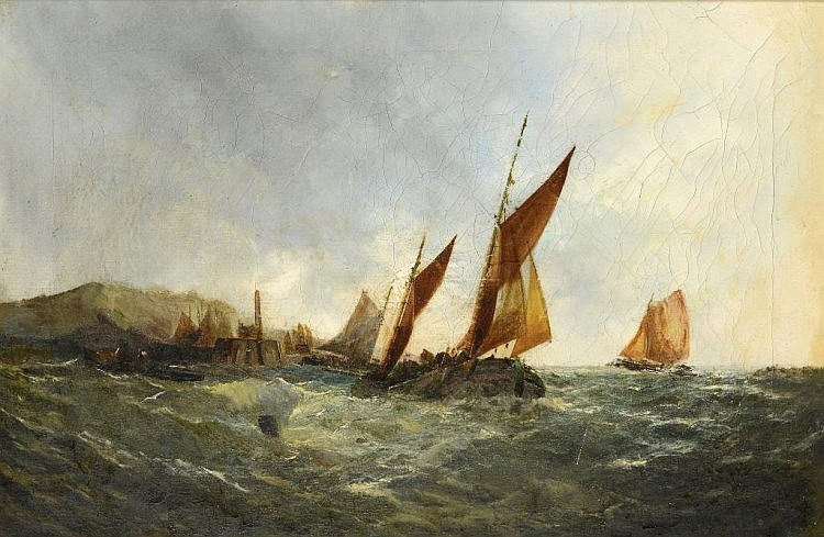 George Knight comparable auction result: george knight fl late 19th c departure of the fishing boats the boa