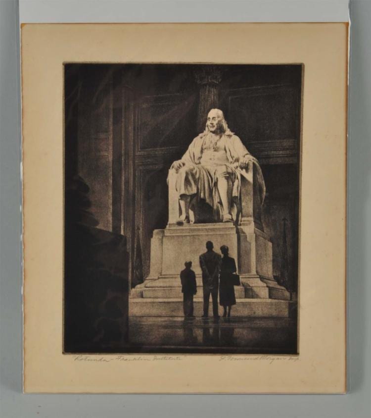 Franklin Townsend Morgan comparable auction result: etching rotunda franklin institute 1930 s